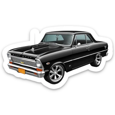 Catwoman’s  blacked-chrome 1965 Chevy Nova SS street rat rod sticker