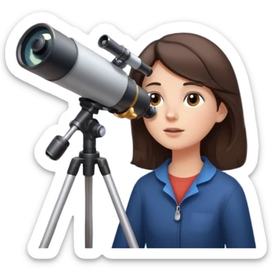 brunette person stargazing with a telescope sticker
