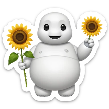 BAYMAX giving sunflower. This is for email signature so it should be small sticker