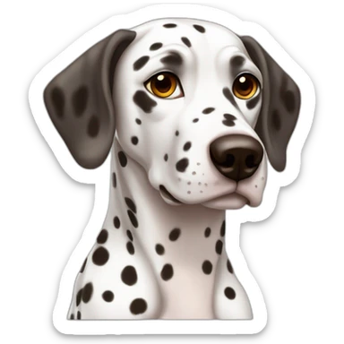 Female 3 years old Dalmatian with brown colored spots and full colored ears sticker