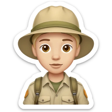 person in safari gear, ready for adventure sticker