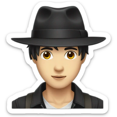 make a anime boy with a black fedora sticker