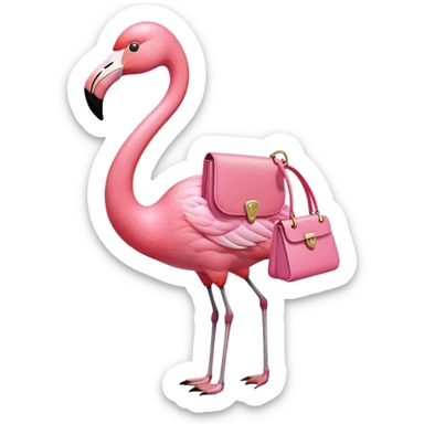 Flamingo with purse sticker