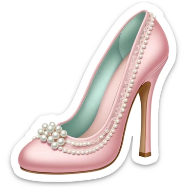 pastel pink heel shoe with pearls and lace sticker