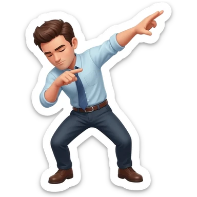 in apple style a man dabbing dance move in business casual sticker