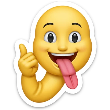 emoji sticking out tongue while holding neck sticker