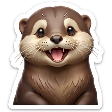 Cinematic Cute Yawning Otter Portrait Emoji, Head tilted slightly with a dramatic, wide-open yawn, showcasing a soft, sleek brown Fur with slightly drooping ears, round eyes barely open in drowsy contentment, Simplified yet irresistibly adorable features, highly detailed, glowing with a soft, cozy glow, high shine, relaxed yet expressive, stylized with a touch of aquatic whimsy, bright and endearing, soft glowing outline, capturing the essence of a sleepy yet affectionate otter, so drowsy it feels like it could glide right out of the screen and curl up for a nap! sticker