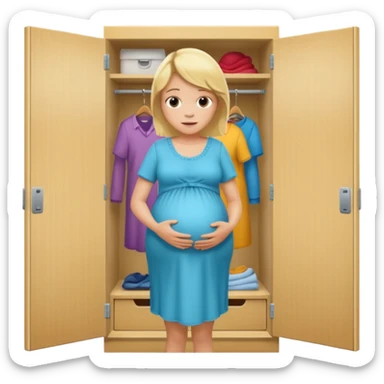 Pregnant blonde man in a closet sticker