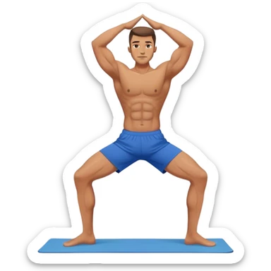 jacked man blue shorts Vrksasana-pose yoga sticker