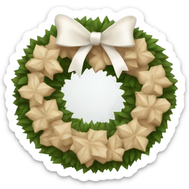 Beige Christmas wreath with white bow sticker