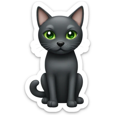 Grey cat with green eyes and black lab dog with white stomach sticker