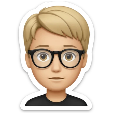 a boy with black glasses and dark-blond hair sticker