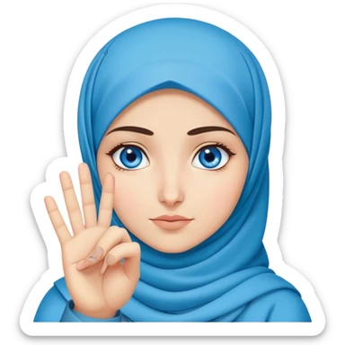 Turkish beautiful finish Konya girl blue eyes with hijab and saying no with hand gesture sticker