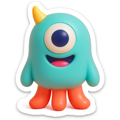 one-eyed monster with tentacles, playful and bright colors sticker