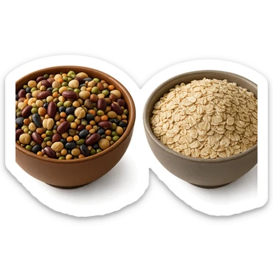 BOWL DI LEGUMI INSIEME A BOWL DI FIOCCHI DI AVENA POGGIATE,  iperrealistico 4k sticker