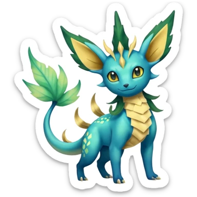 Salandit-Leafeon-Vaporeon-hybrid-fusion (full body) sticker