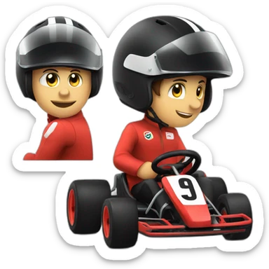 red go-kart with driver in black helmet sticker