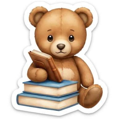 watercolor books and bear sticker