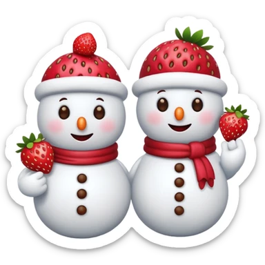 snowmen holding strawberry and coffe sticker