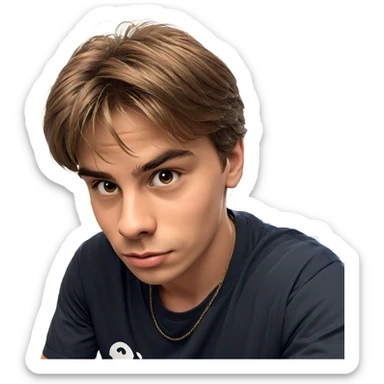 male portrait with brown hair sticker