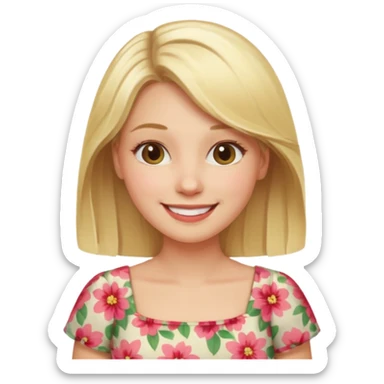 Blonde woman wearing floral dress sticker