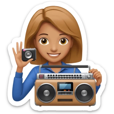 woman holding boombox sticker