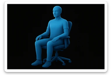 person sitting on ergonomic chair with perfect posture, comfortable and relaxed, black solid background, front view (Inspire style graphic i send you) sticker