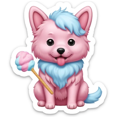 A dog eating cotton candy sticker