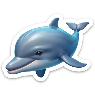 Meme-Worthy Cute Sleeping Bottlenose Dolphin Portrait Emoji, Head resting peacefully with a contented smile, showcasing a shiny, glossy body with eyes gently closed in serene slumber and a graceful, streamlined form, Simplified yet adorably endearing features, highly detailed, glowing with a soft, drowsy aquatic light, high shine, relaxed and utterly lovable, stylized with an air of playful laziness, soft glowing outline, capturing the essence of a sleeping dolphin that feels destined to become the next viral icon of adorable rest! sticker