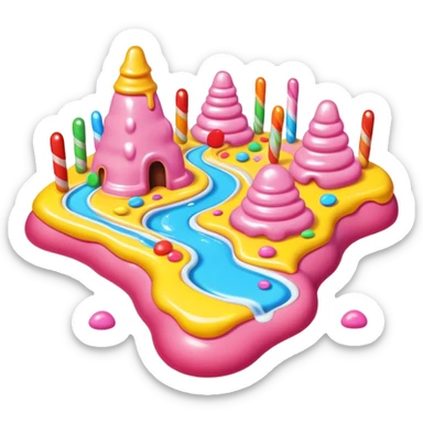surreal melting SPAM candy land landscape sticker