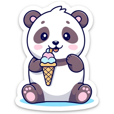 Panda eating ice cream sticker