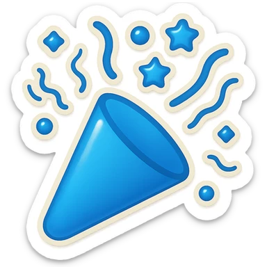 Edit the image to make all confetti and elements in color #118CD6, remove any yellow stripes or accents, keep the style festive and simple, with no background. sticker