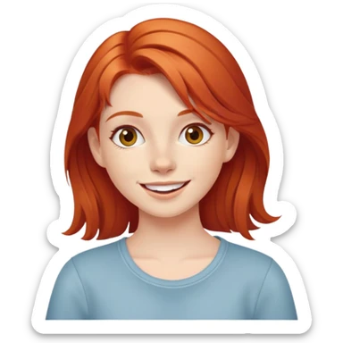 a young red-haired girl with an emotion of joy sticker