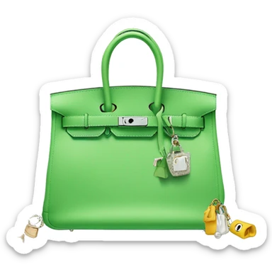 Soft Green Hermes Birkin Bag with Bag Charms sticker