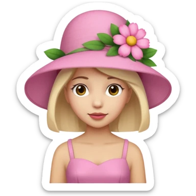a pink summer with flower hat sticker