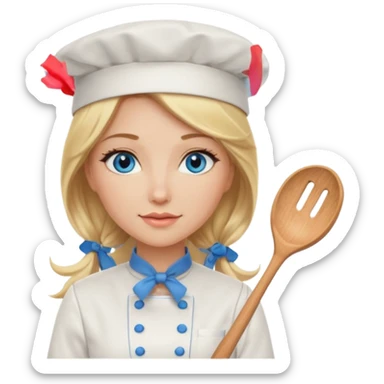 Sexy Long Blonde hair blue eyed female chef sticker