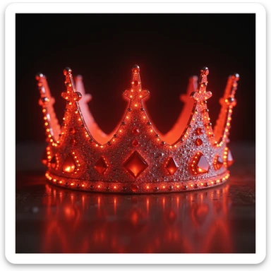 realistic glowing red crown with sparkling gems, subtle glow, photorealistic sticker