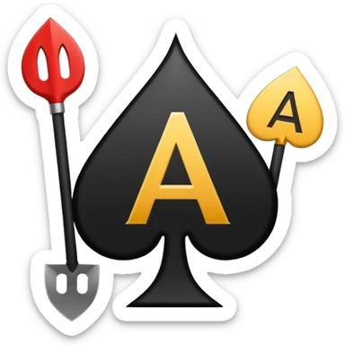 Letter A and Spade Suit symbol below sticker