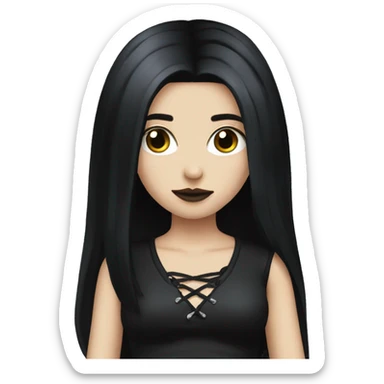 Goth girl emoji long black hair sticker