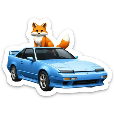 A blue furry fox with nissan 180sx sticker