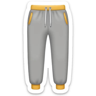 A realistic simple grey sweatpants icon, no person, isolated on transparent background, flat emoji style sticker