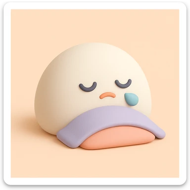 a sleepy mochi character with a tiny blanket, mochi style, soft colors sticker
