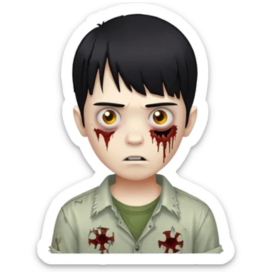 Menino de cabelo liso preto com franja zumbi sticker