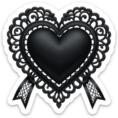goth heart with a black lace ribbon sticker