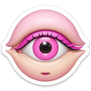genera un emoji 3d en formato ios de un ojo con eyeliner rosa sticker