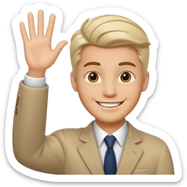 generate a emoji of man saying hii with normal skintone with some nice hair style sticker
