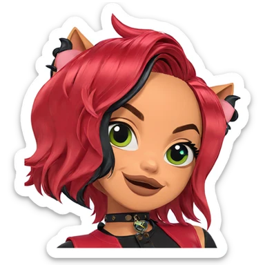 smiling girl with cat ears sticker