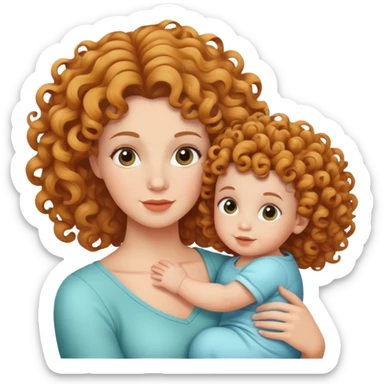 mother and baby with matching curly hairstyles sticker