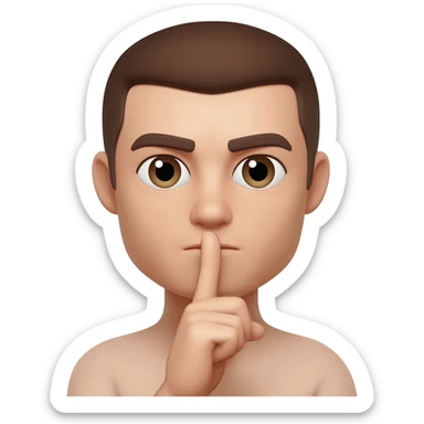 Une personne avec une mâchoire carré qui fais chut avec son doigt sticker