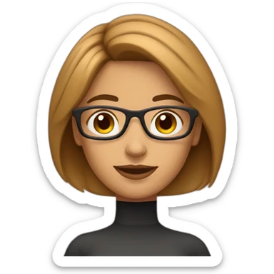 Mujer con cabello largo castaño , lentes rosados sticker